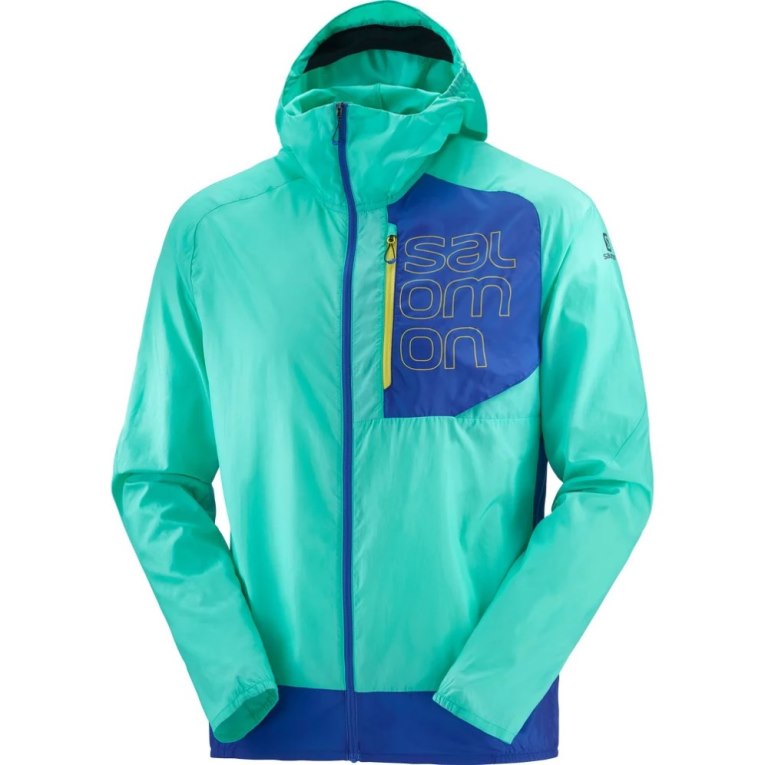 Turquoise / Blue Salomon Bonatti Cross Men's Windbreaker | IE JK1783